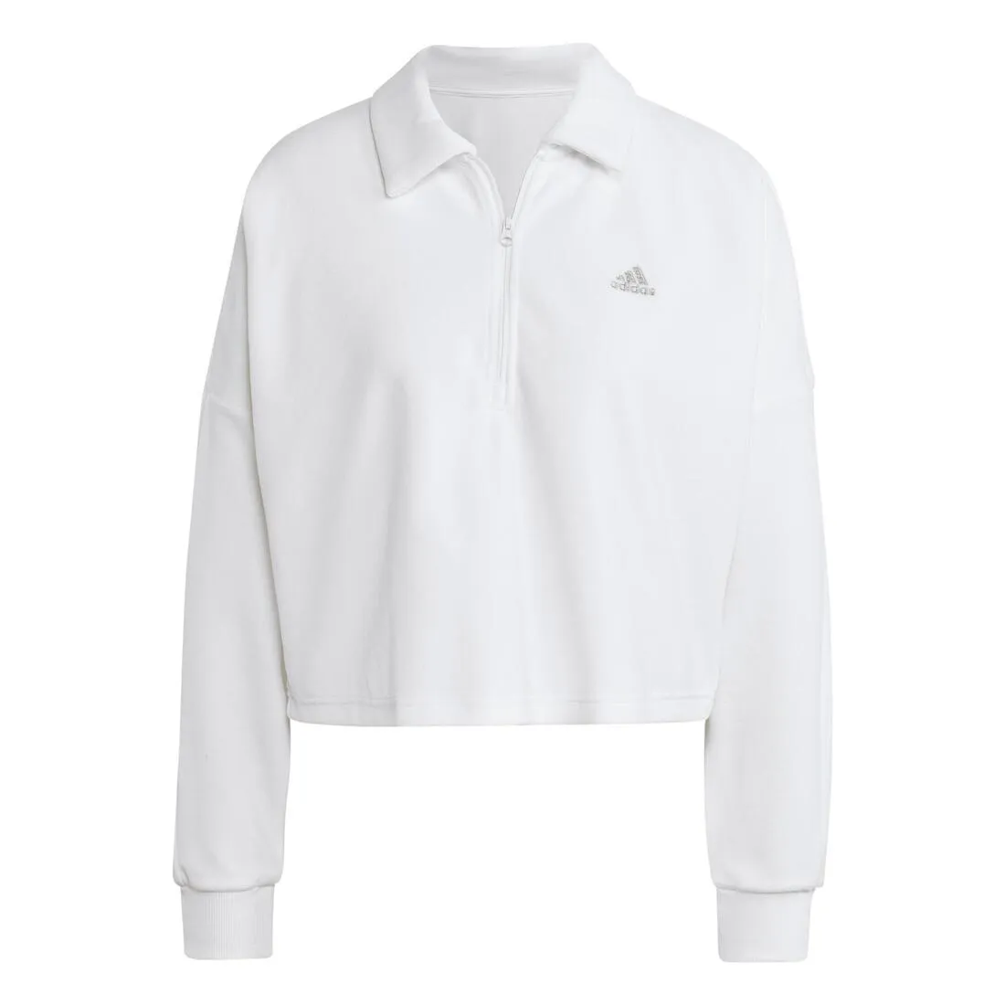 Adidas cropped velour quarter zip