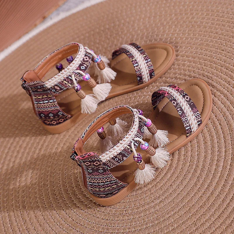 Bohemian Summer New Ethnic Fairy Open Toe Beaded Roman Sandals