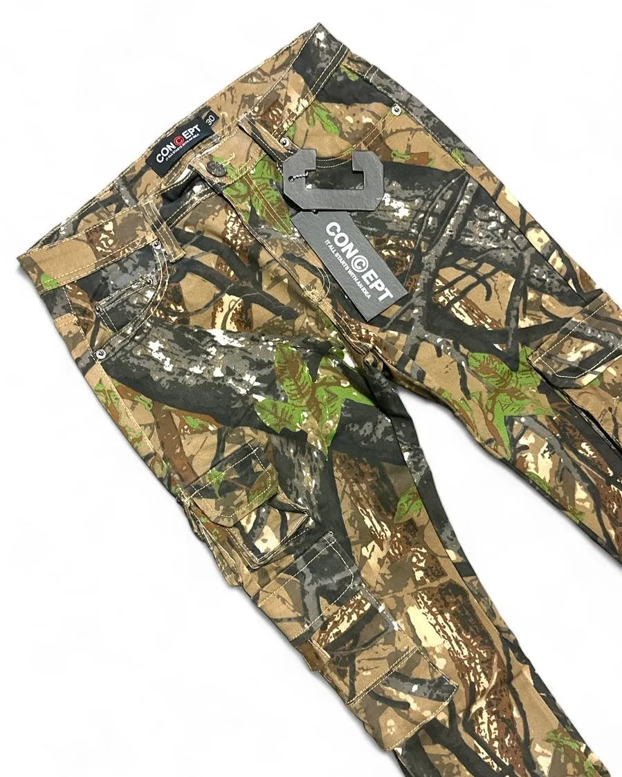 Camo Cargo Zip Stacked Jean