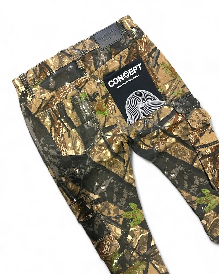 Camo Cargo Zip Stacked Jean