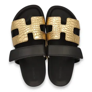 Chypre 36 Vert Dore Fonce Metallise Sandals in Calfskin