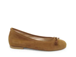 Classic Wedge Leather & Suede Ballerina Pumps in Cuoio (AL485Z)