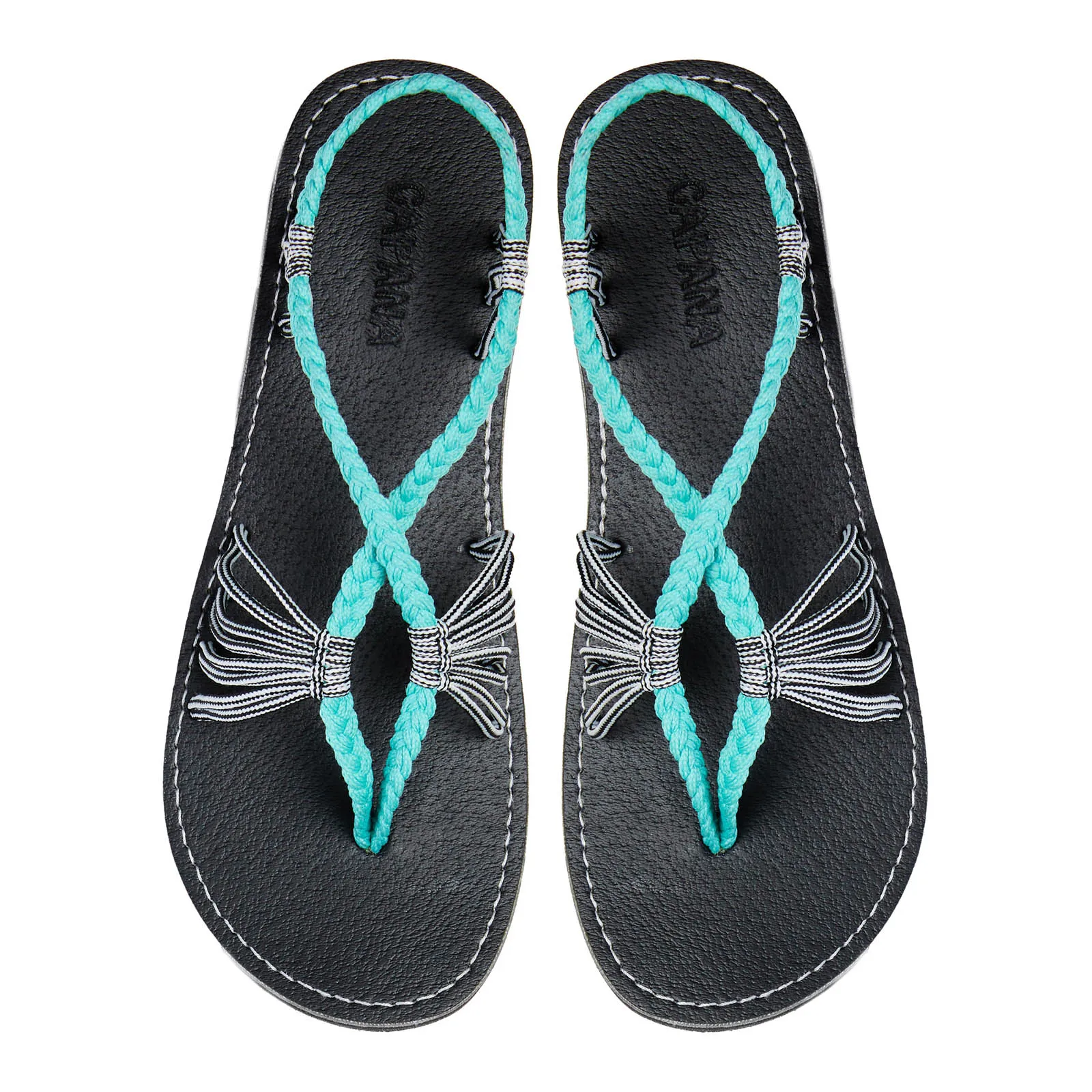 Cocoon- Turquoise Zebra Rope Sandals