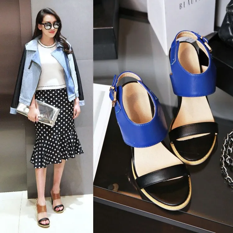 Color Belt Buckle Thick Heel High Heel Open Toe Sandals