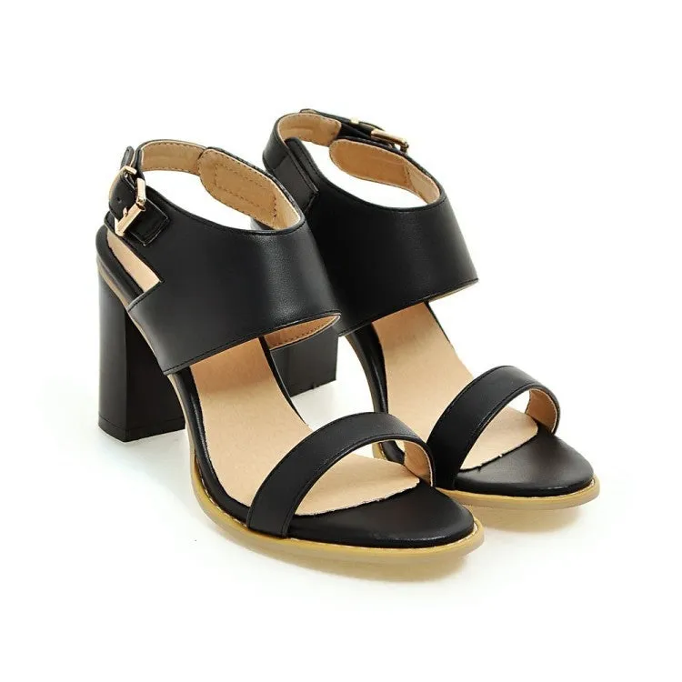 Color Belt Buckle Thick Heel High Heel Open Toe Sandals