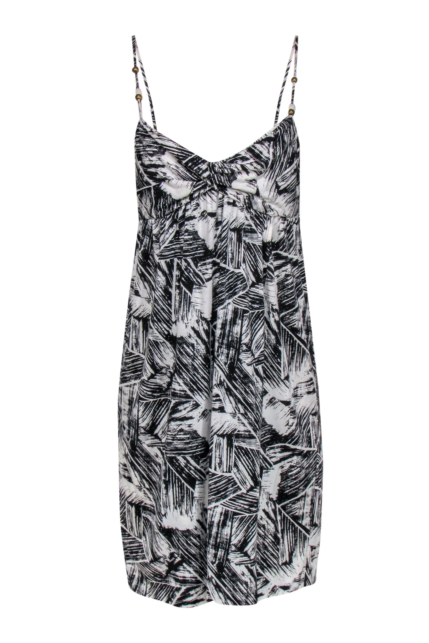 Diane von Furstenberg - Black & White Brushstroke Print Mini Dress Sz L