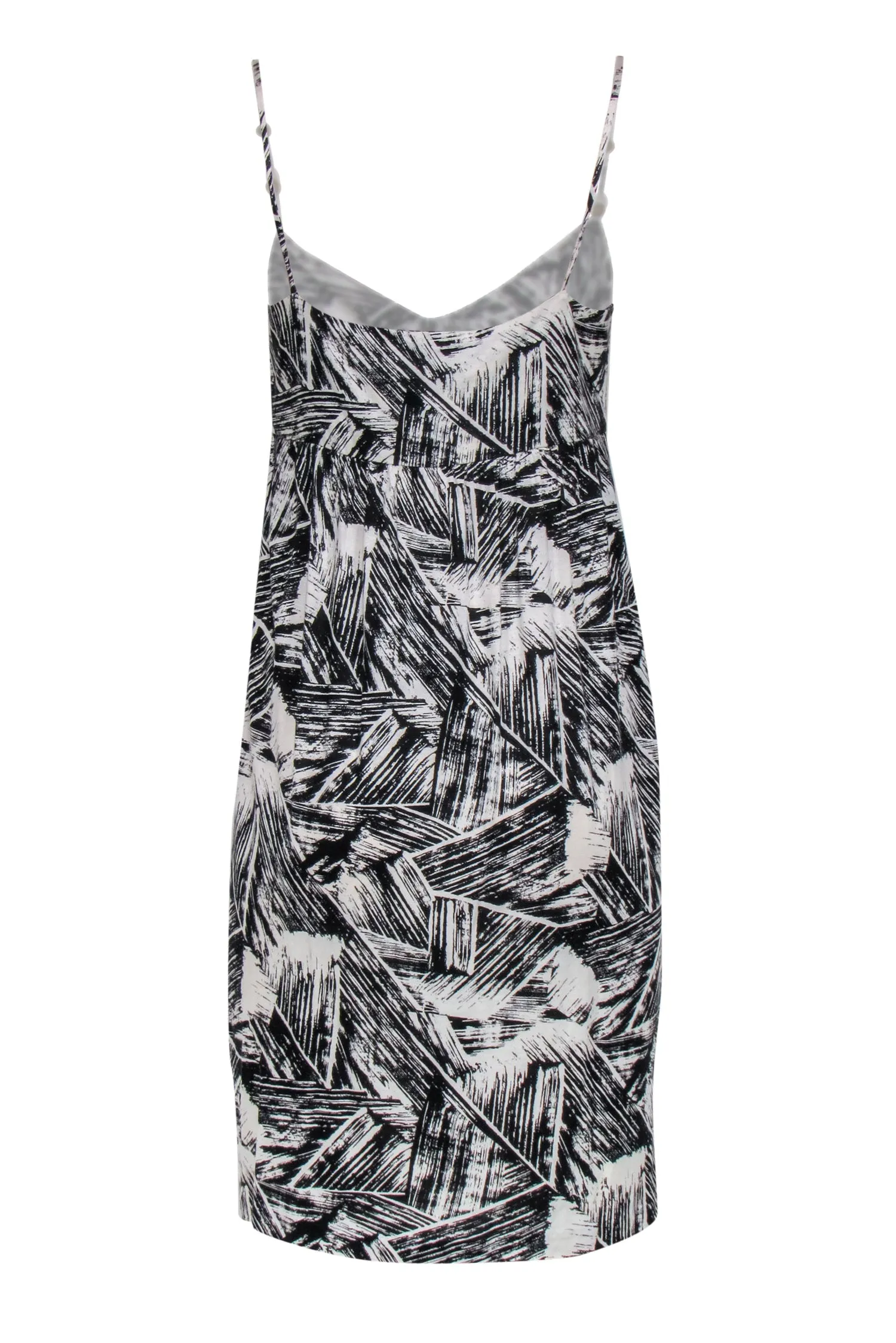Diane von Furstenberg - Black & White Brushstroke Print Mini Dress Sz L