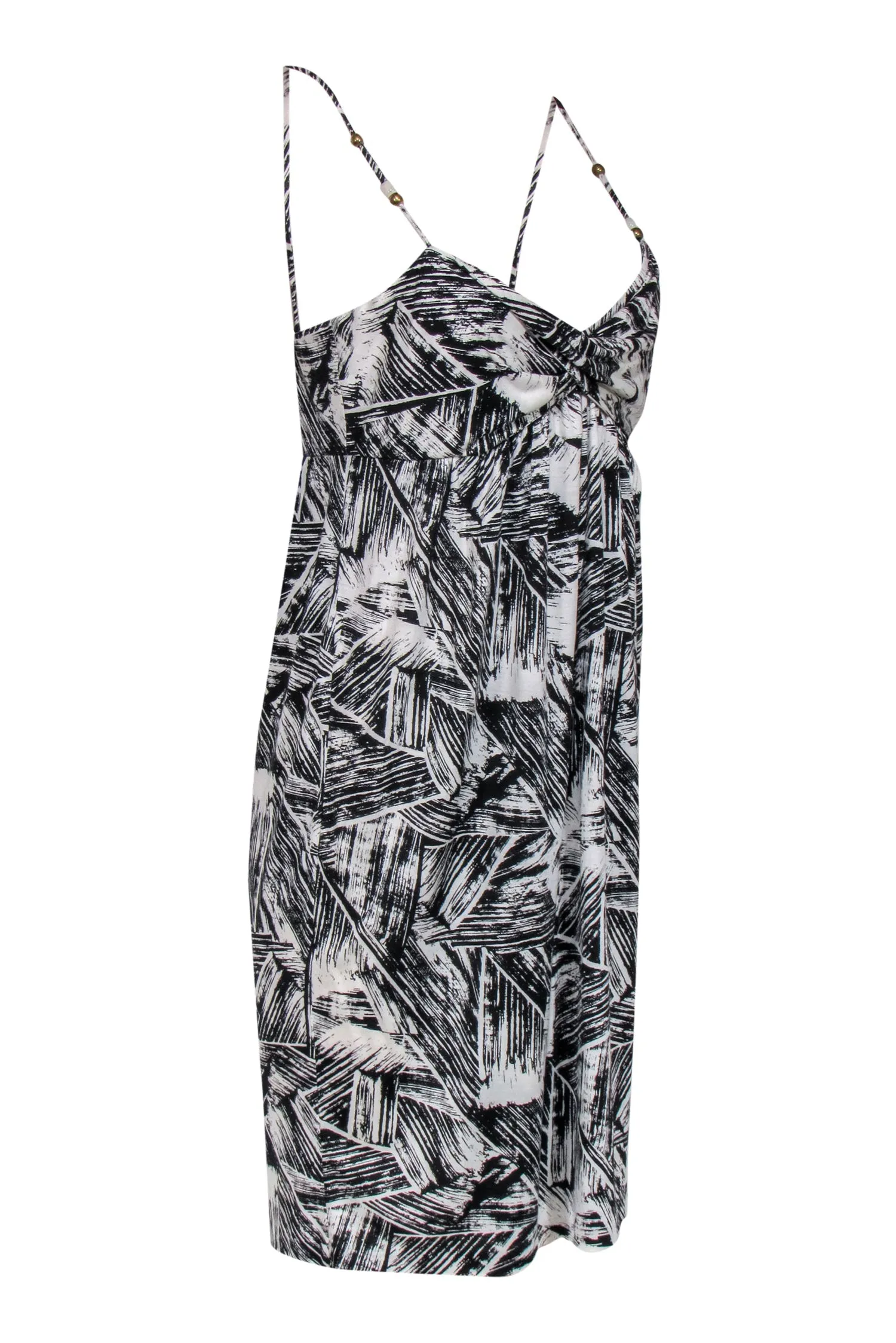 Diane von Furstenberg - Black & White Brushstroke Print Mini Dress Sz L