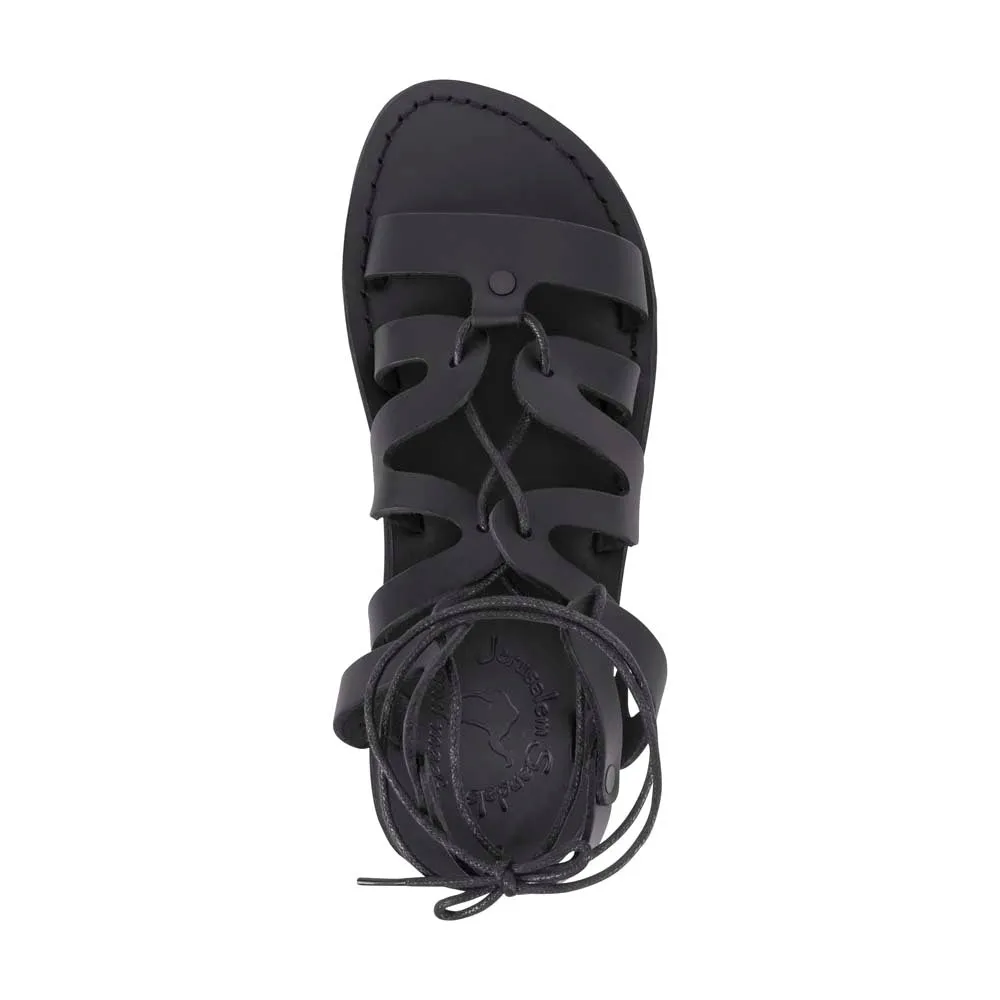 Emma - Leather Lace Up Sandal | Black