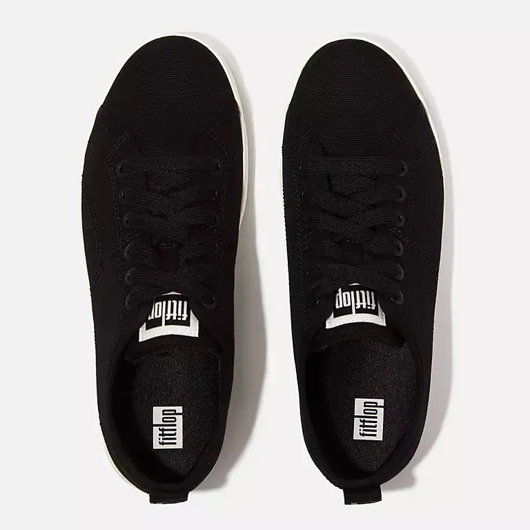 FitFlop Rally Canvas Sneaker Shoes - Black / Cream
