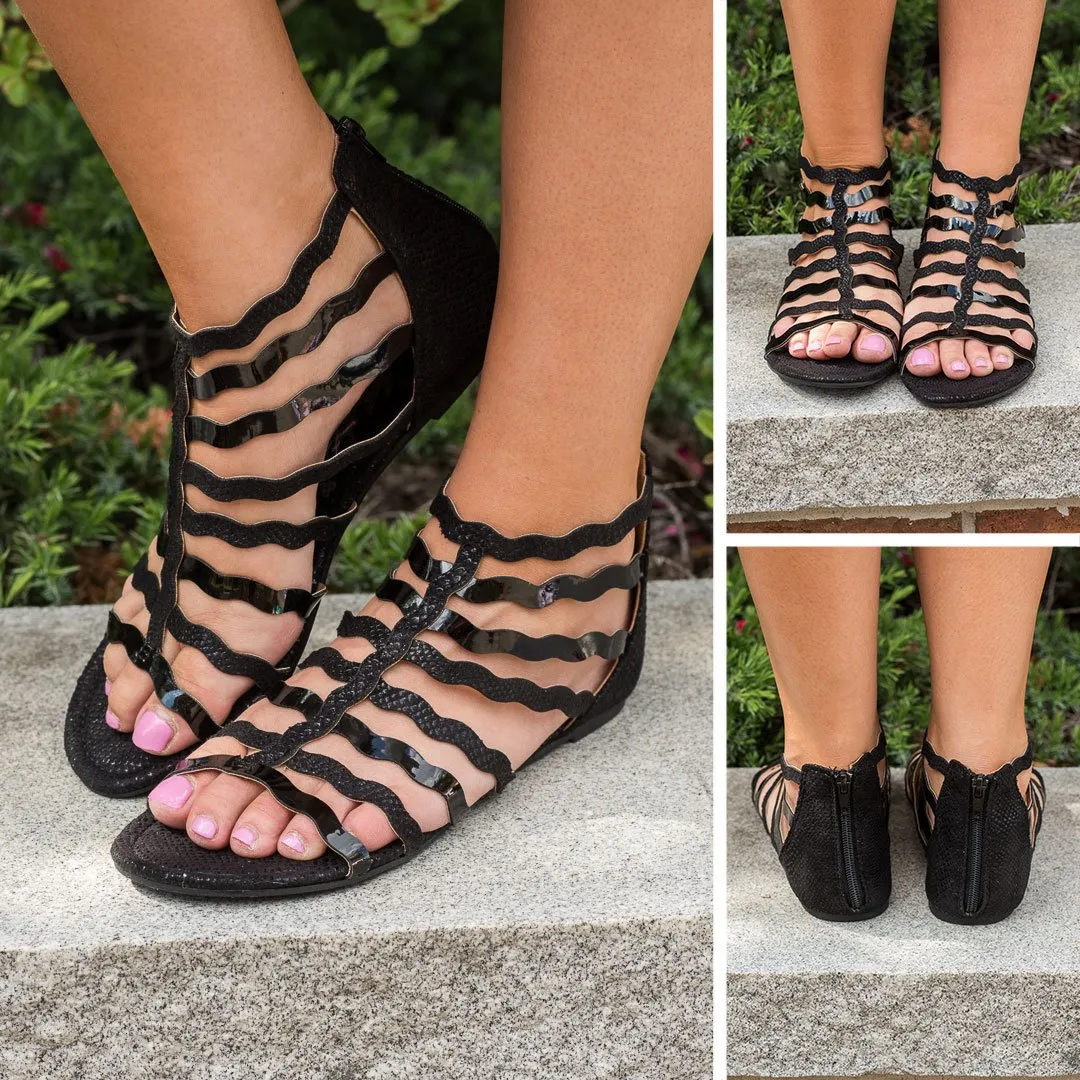 Get A Move On Sandals, Black