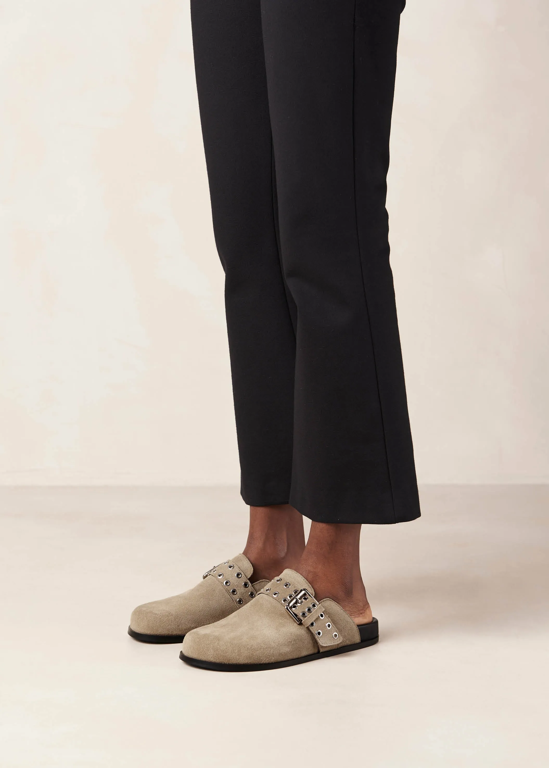 Halia Beige Leather Mules