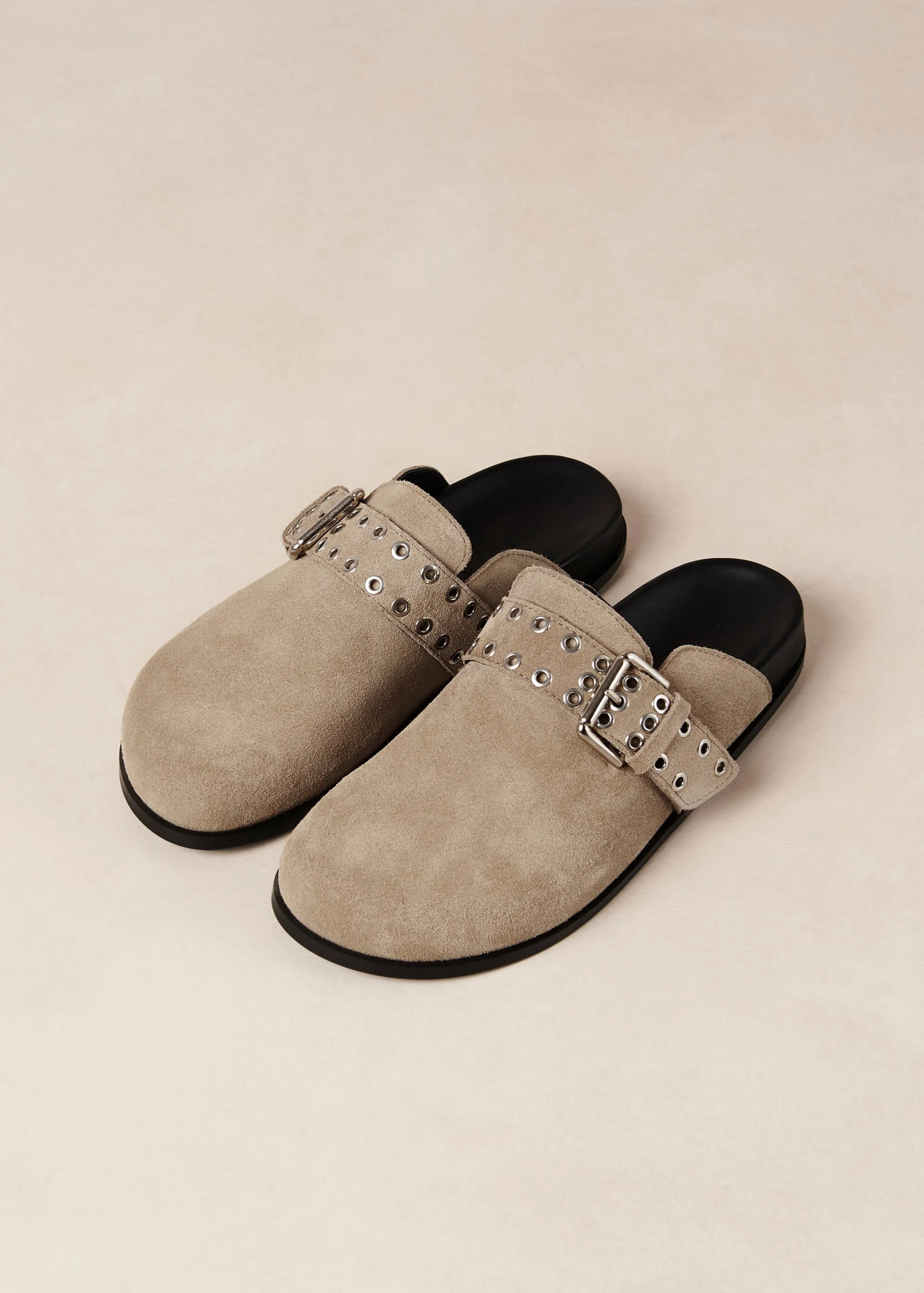 Halia Beige Leather Mules