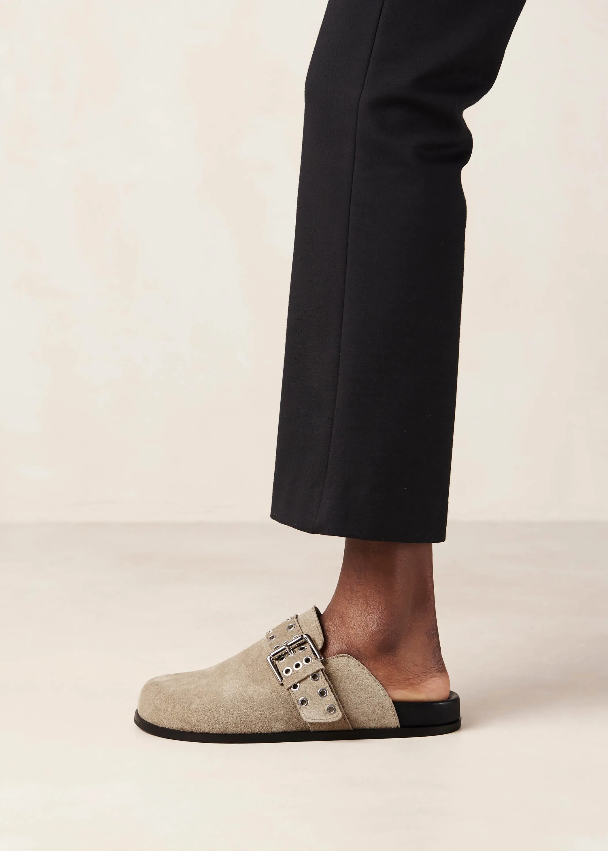 Halia Beige Leather Mules