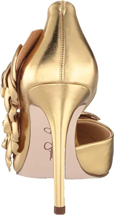 Jessica Simpson Pointesta Karat Gold Flower Embellished D'Orsay Stiletto Pumps