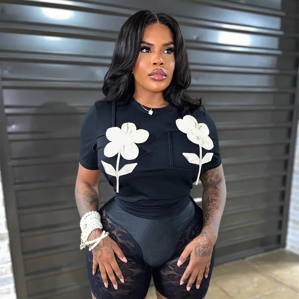 Meant To Be Floral Black Top