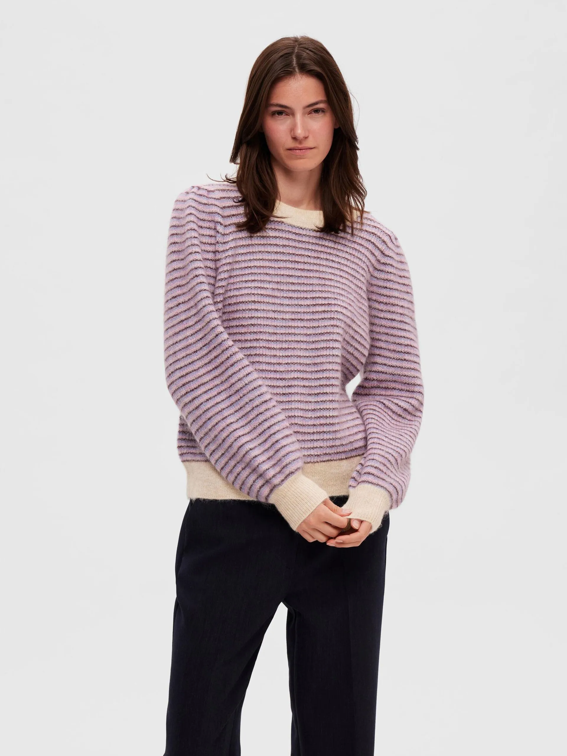 Mola Mia Ls Knit O-Neck - Birch Multi Stripes