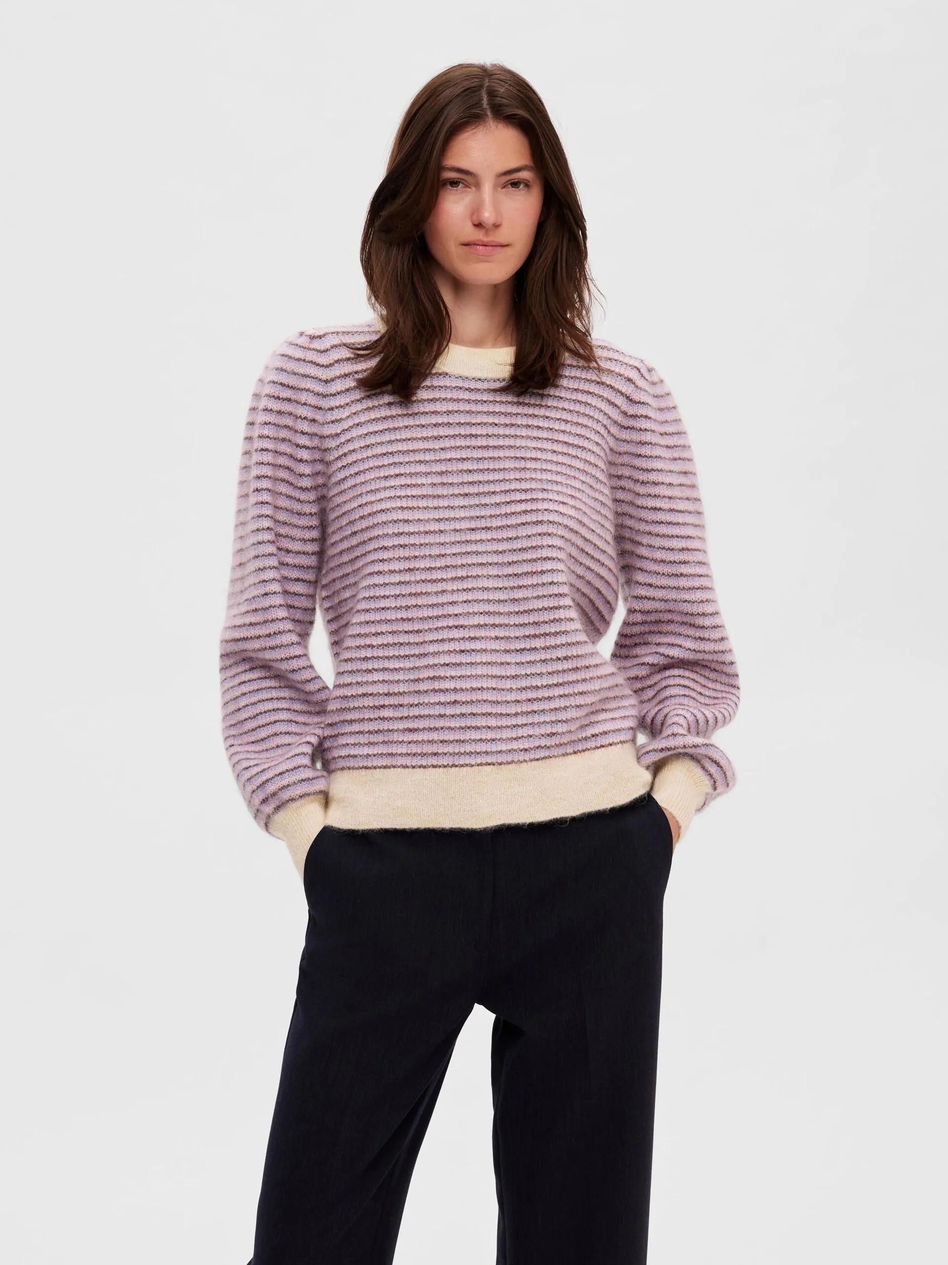 Mola Mia Ls Knit O-Neck - Birch Multi Stripes