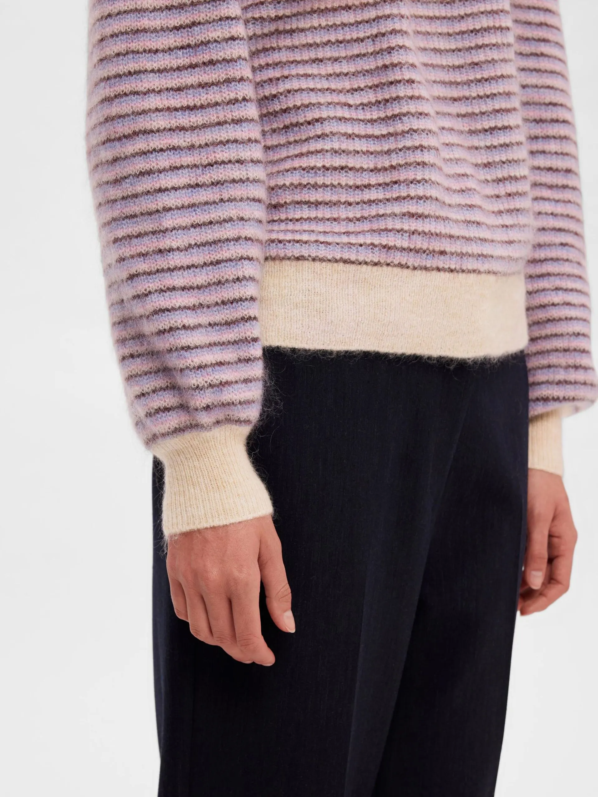 Mola Mia Ls Knit O-Neck - Birch Multi Stripes