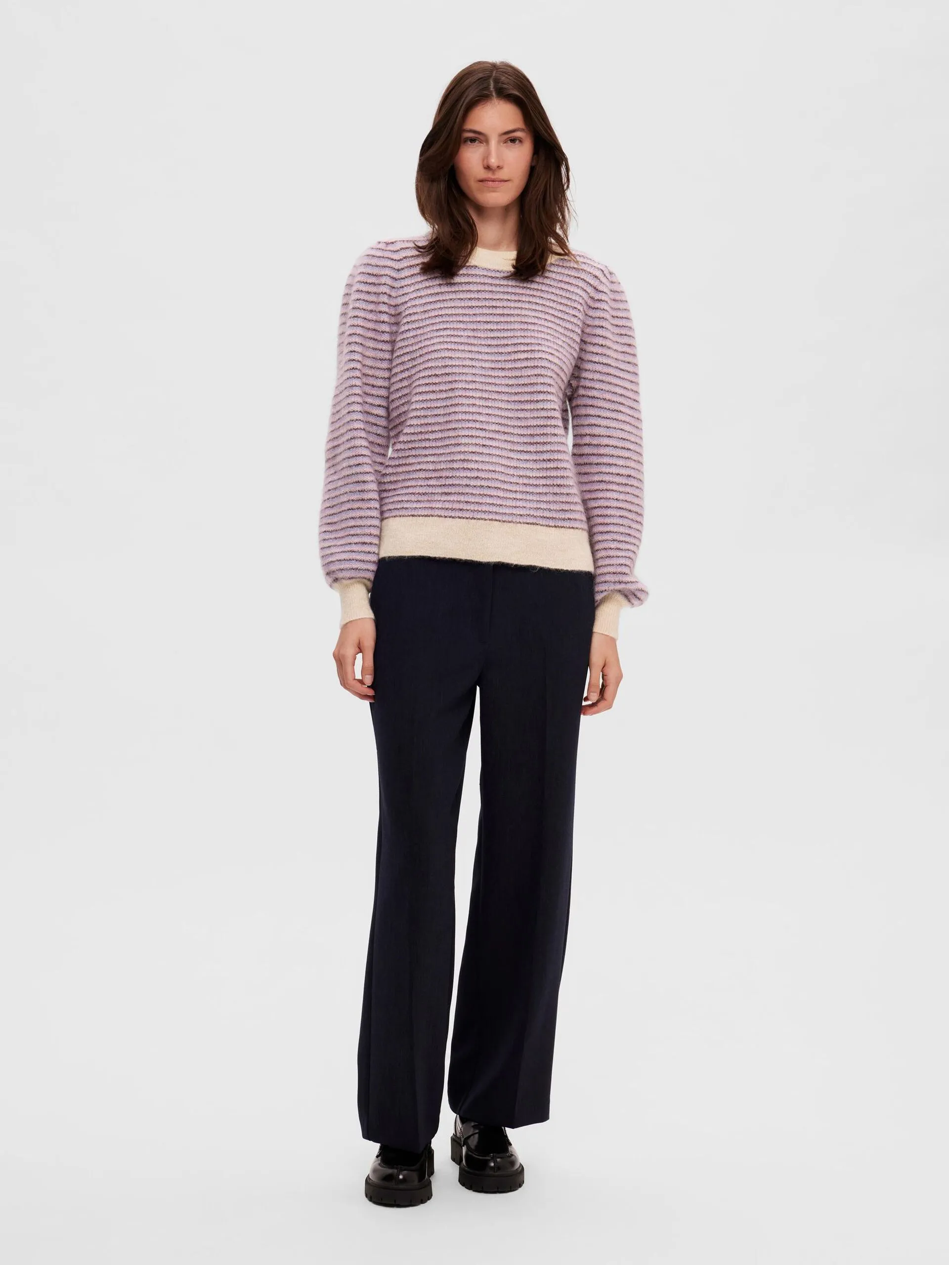 Mola Mia Ls Knit O-Neck - Birch Multi Stripes