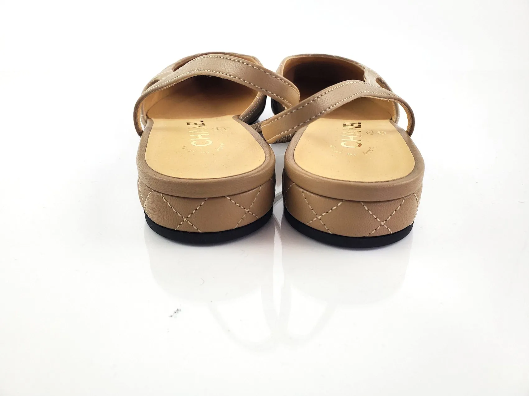 New CHANEL 22A Bi Color Beige Black Patent Slingbacks 39