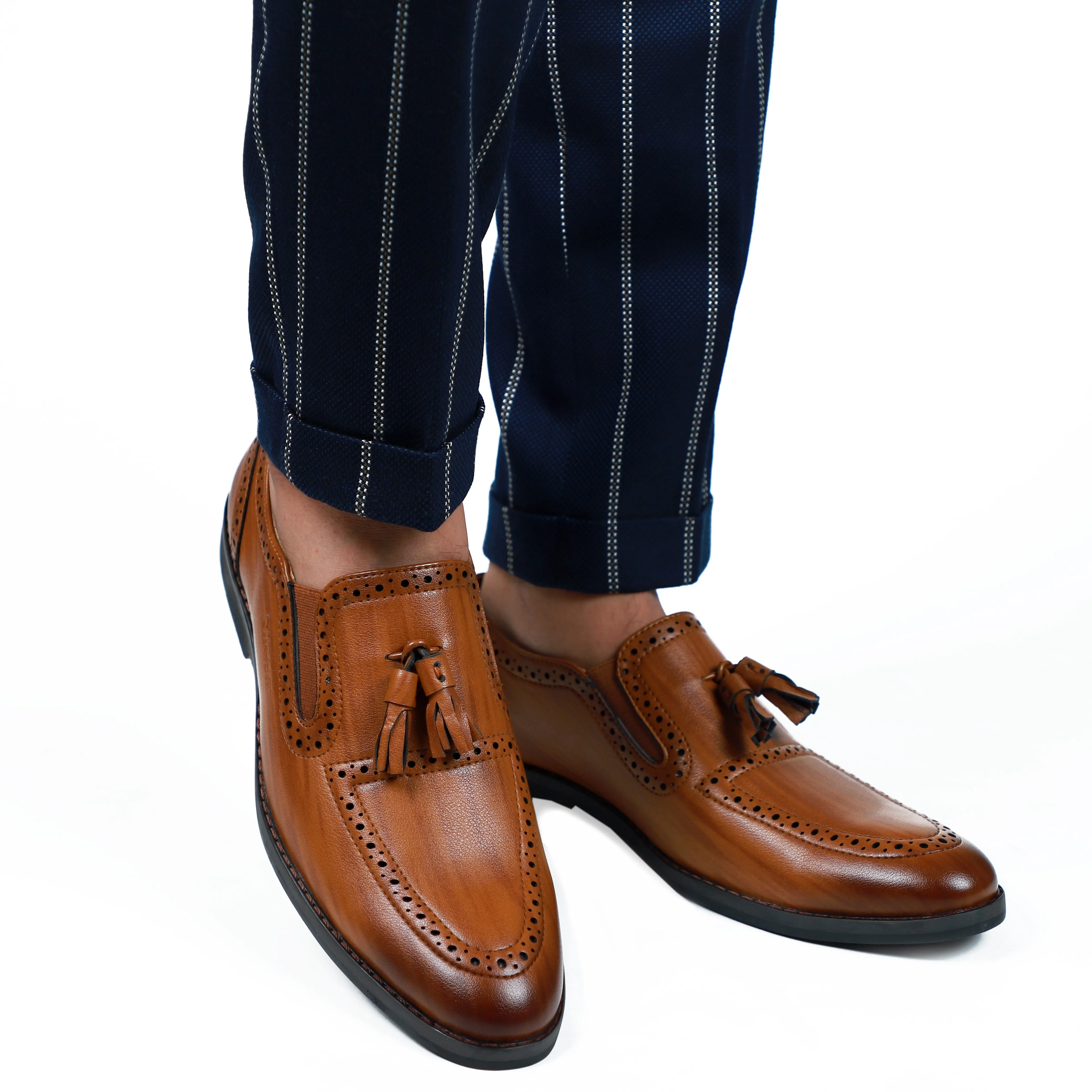 NICHE Tan Handpainted Designer Tassel Loafer