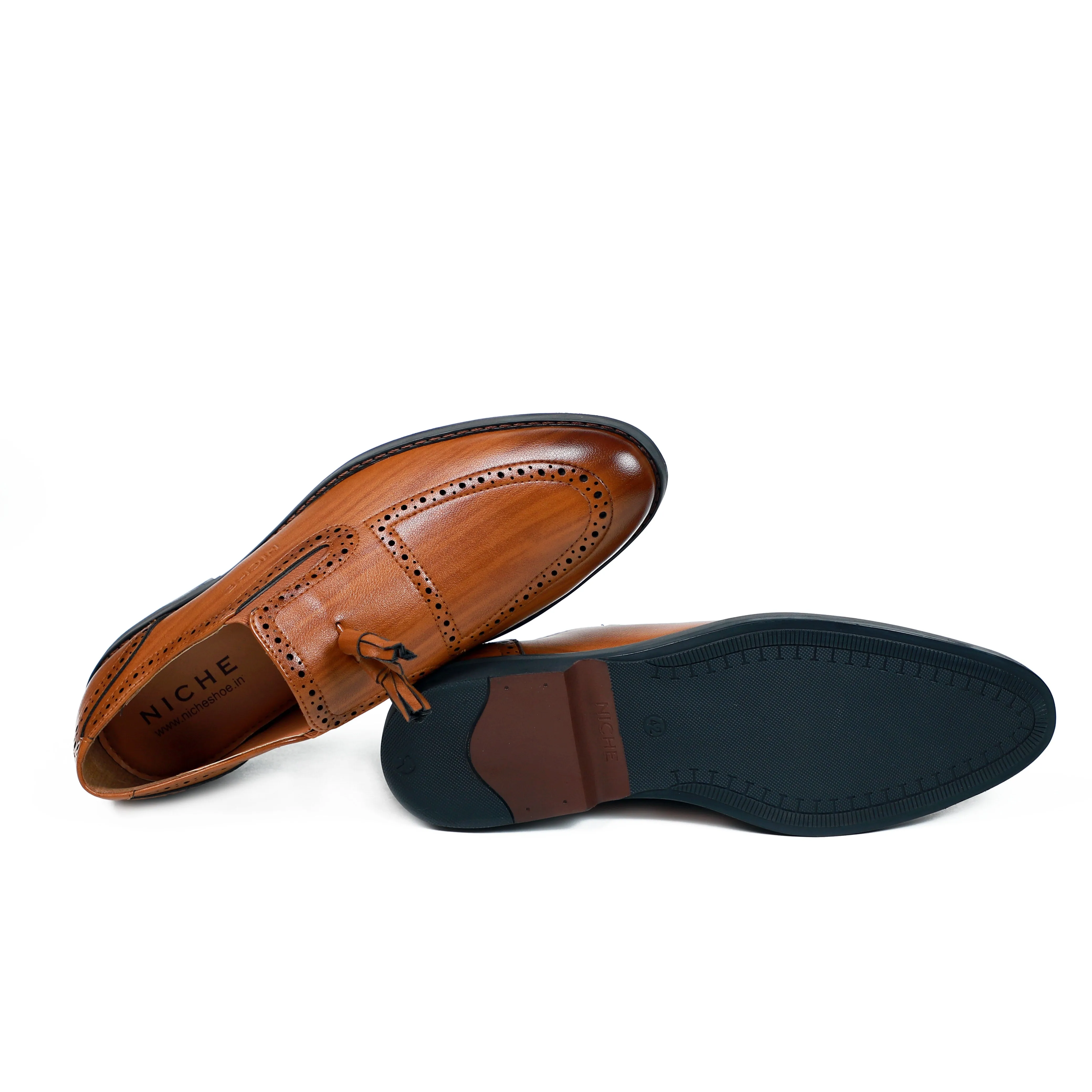 NICHE Tan Handpainted Designer Tassel Loafer