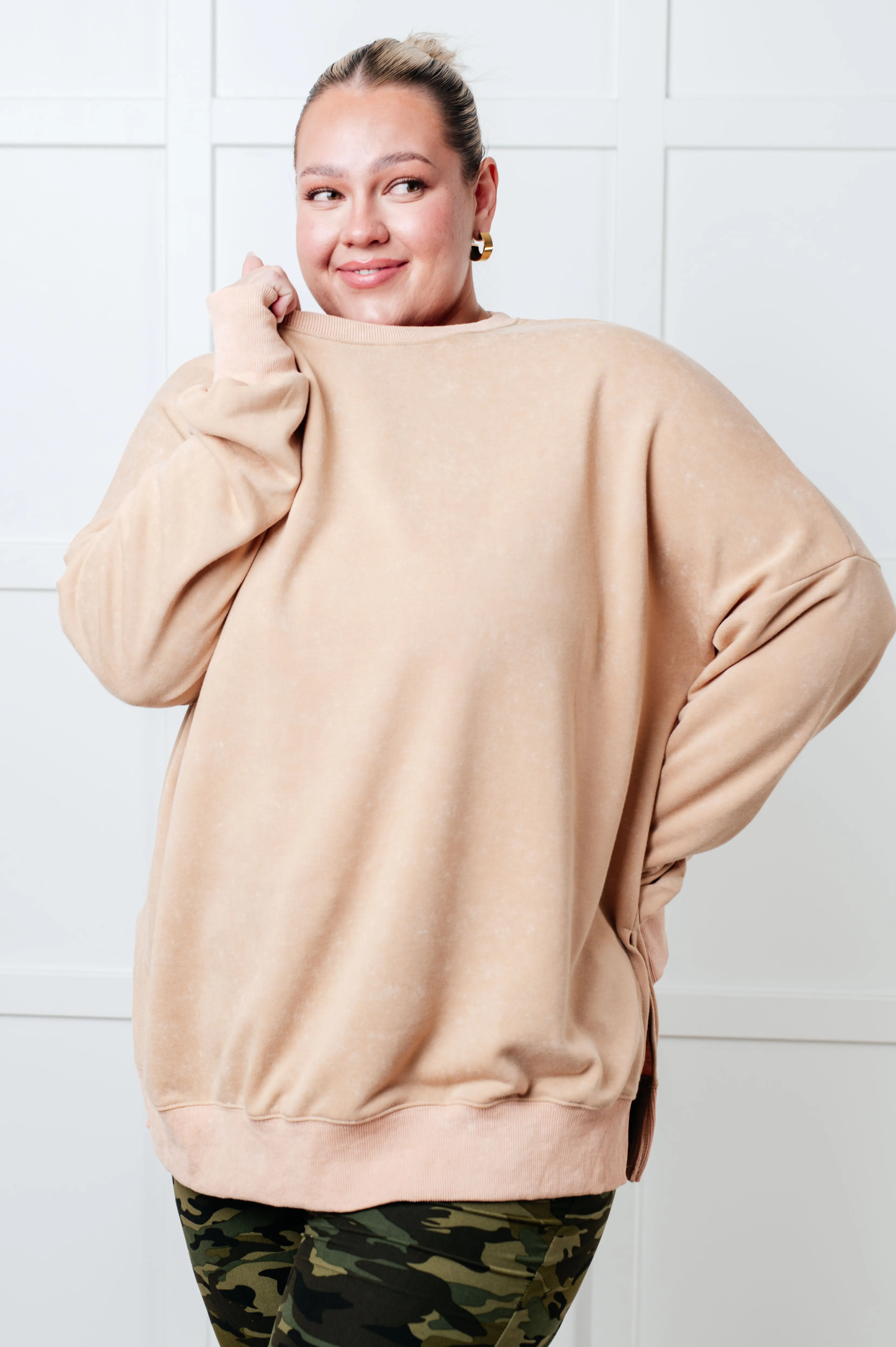 One Eleven North No Plain Jane Oversized Sweatshirt in Khaki