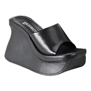 Pace Black Platform Slide Sandals