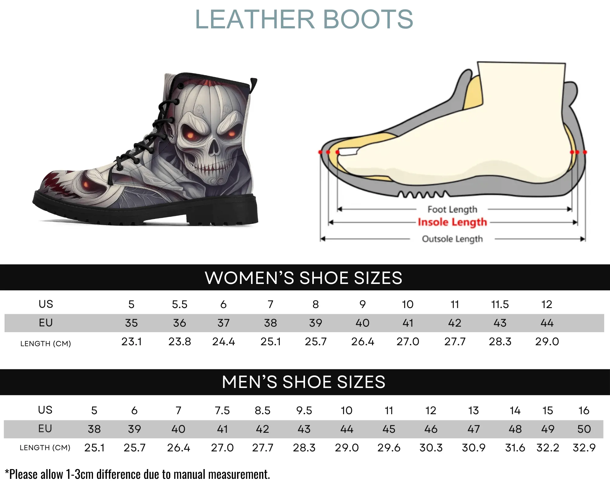 Punk Skull Lantern Leather Boots