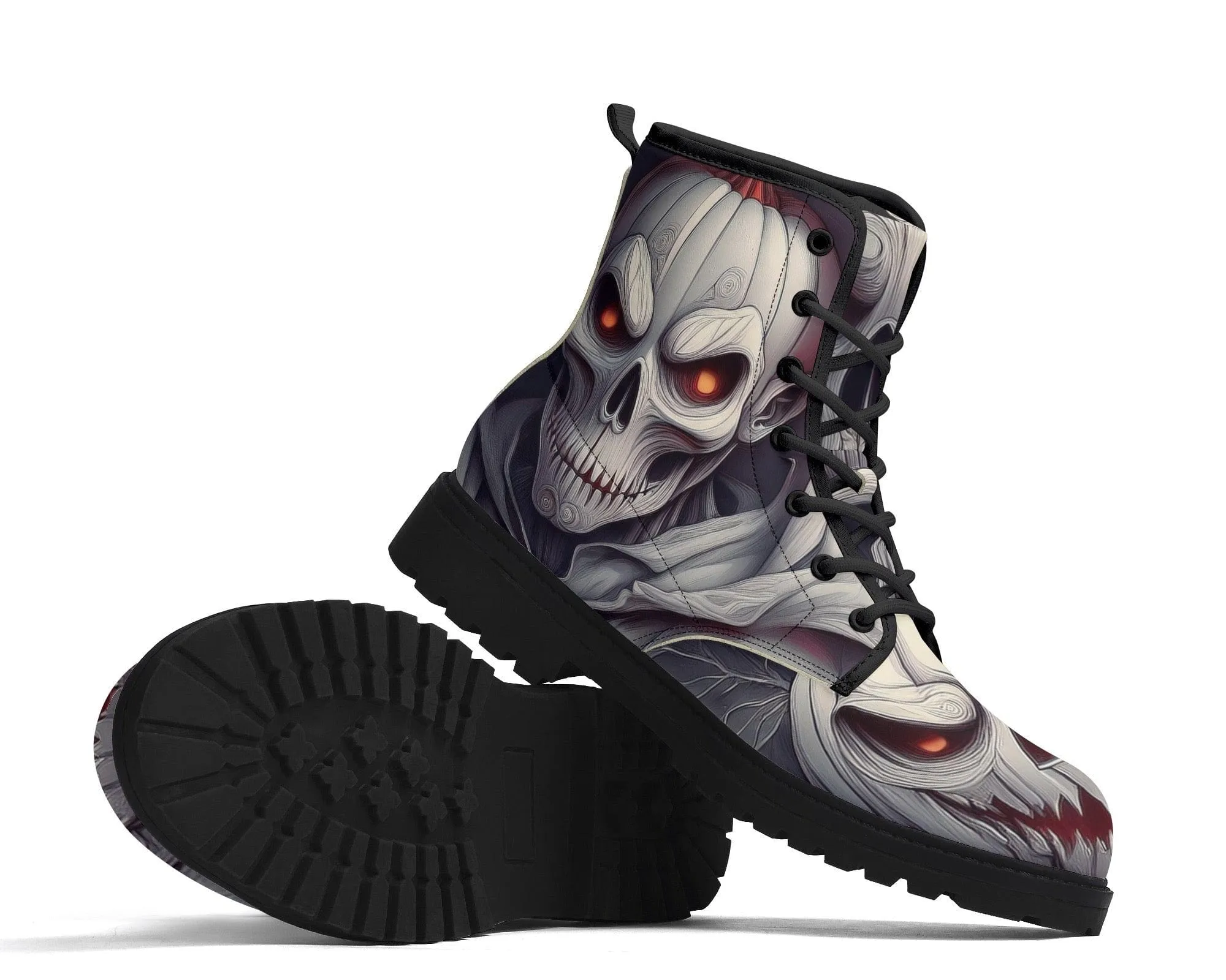 Punk Skull Lantern Leather Boots