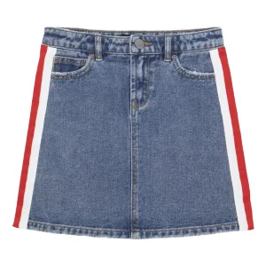 Side Taped Denim Skirt
