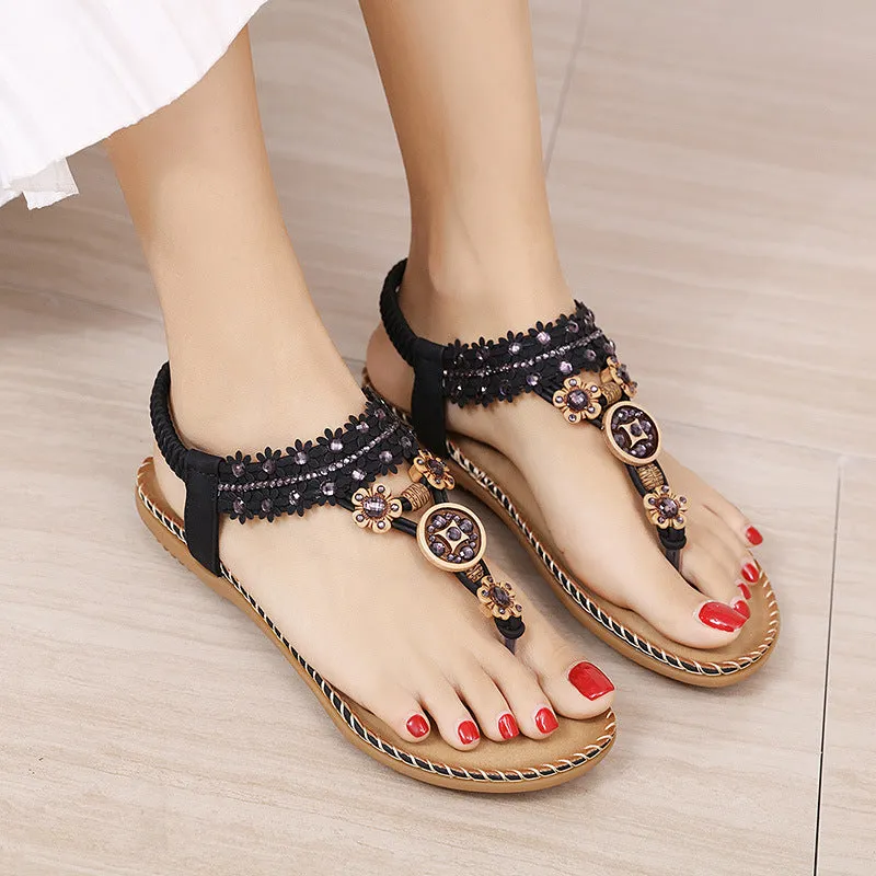 SIKETU | Retro Bohemian Beaded Slingback Sandals