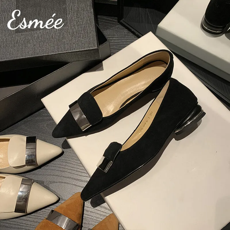 【Size 39 Special Offer】Suede Flats with Suede Metal Buckle