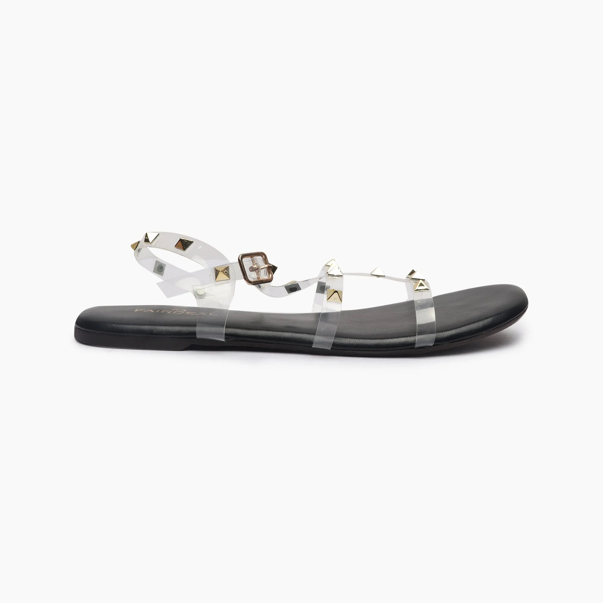 Studded Acrylic Flat Sandals