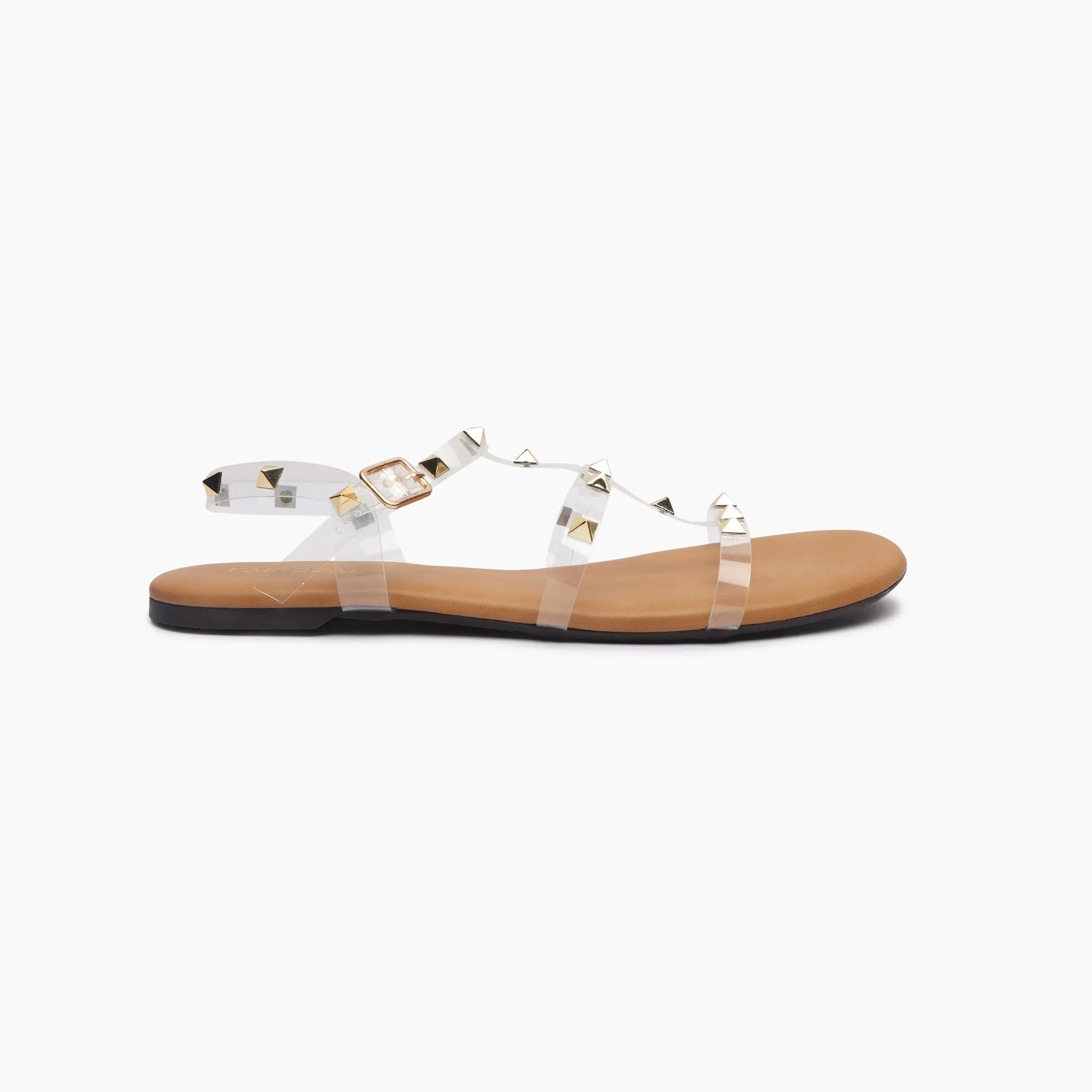 Studded Acrylic Flat Sandals