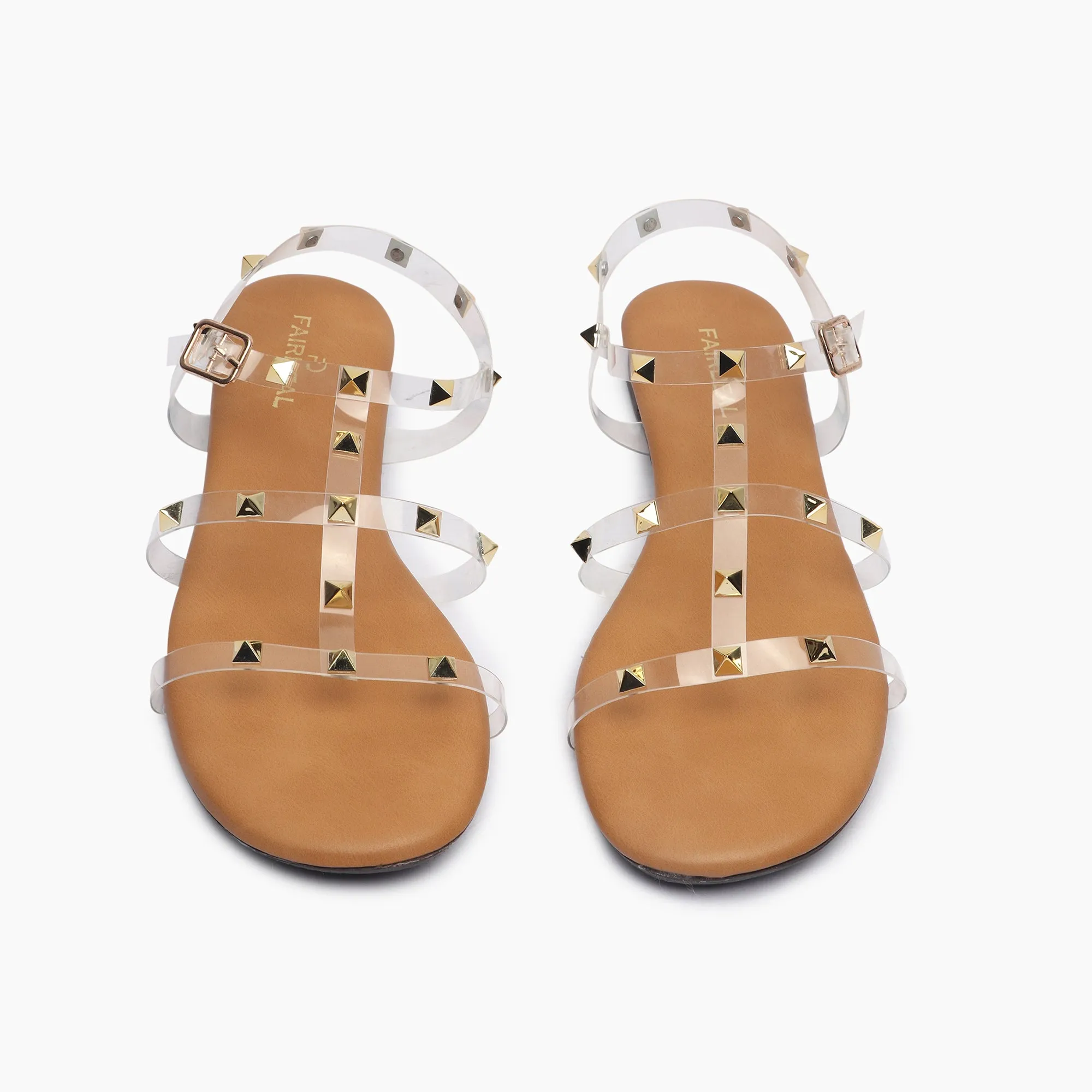 Studded Acrylic Flat Sandals