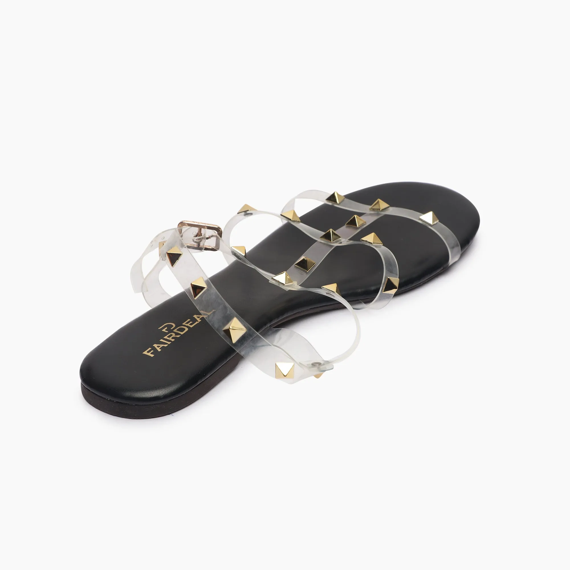 Studded Acrylic Flat Sandals