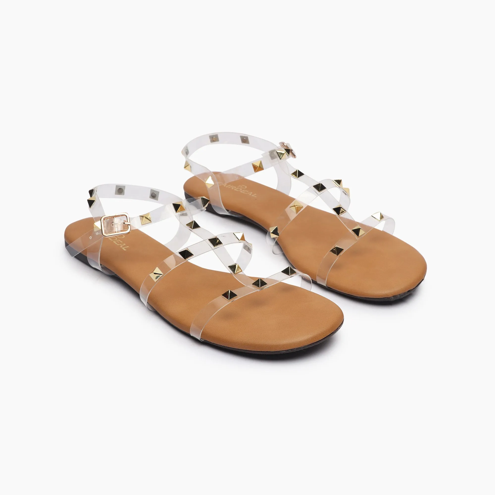 Studded Acrylic Flat Sandals