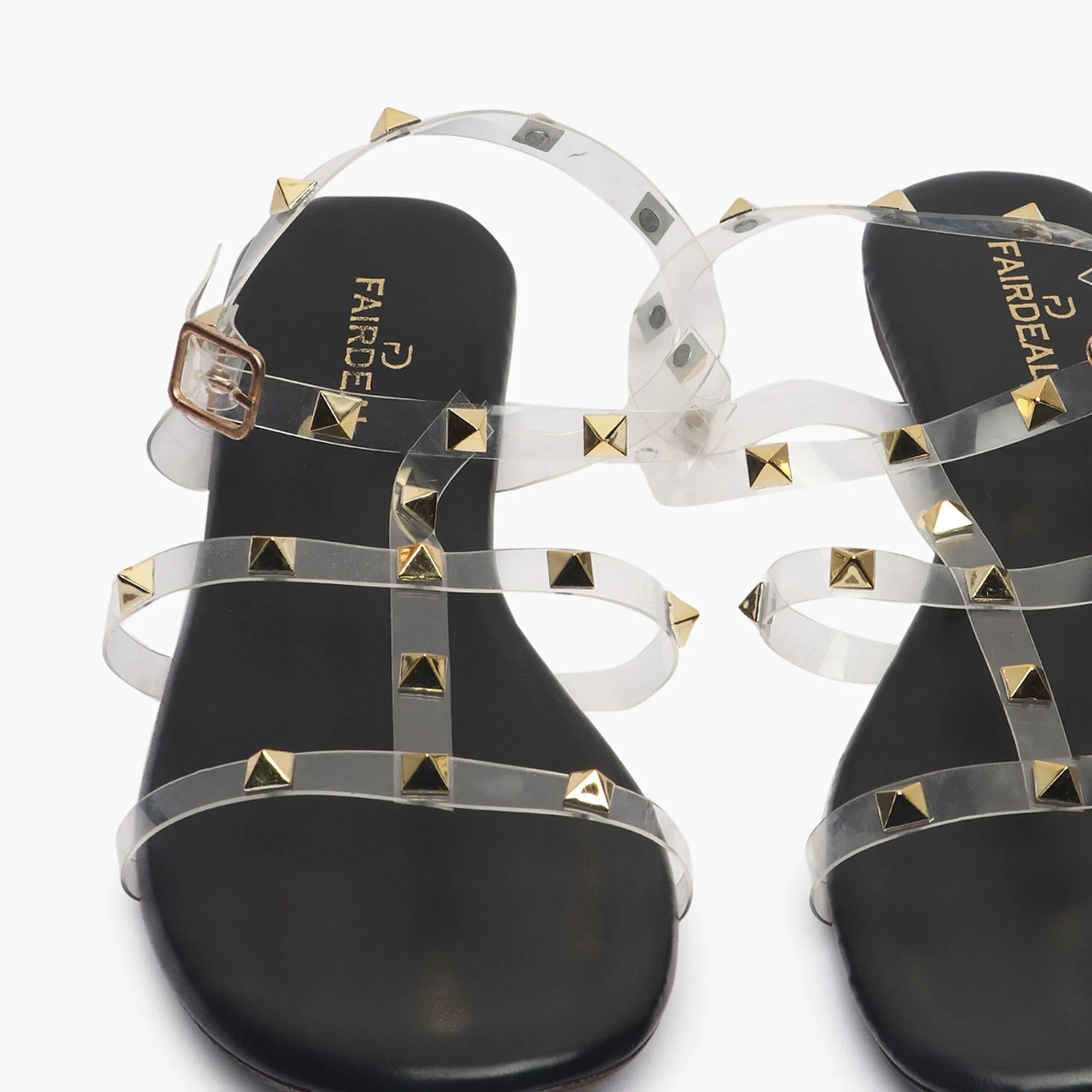 Studded Acrylic Flat Sandals