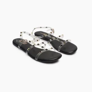 Studded Acrylic Flat Sandals