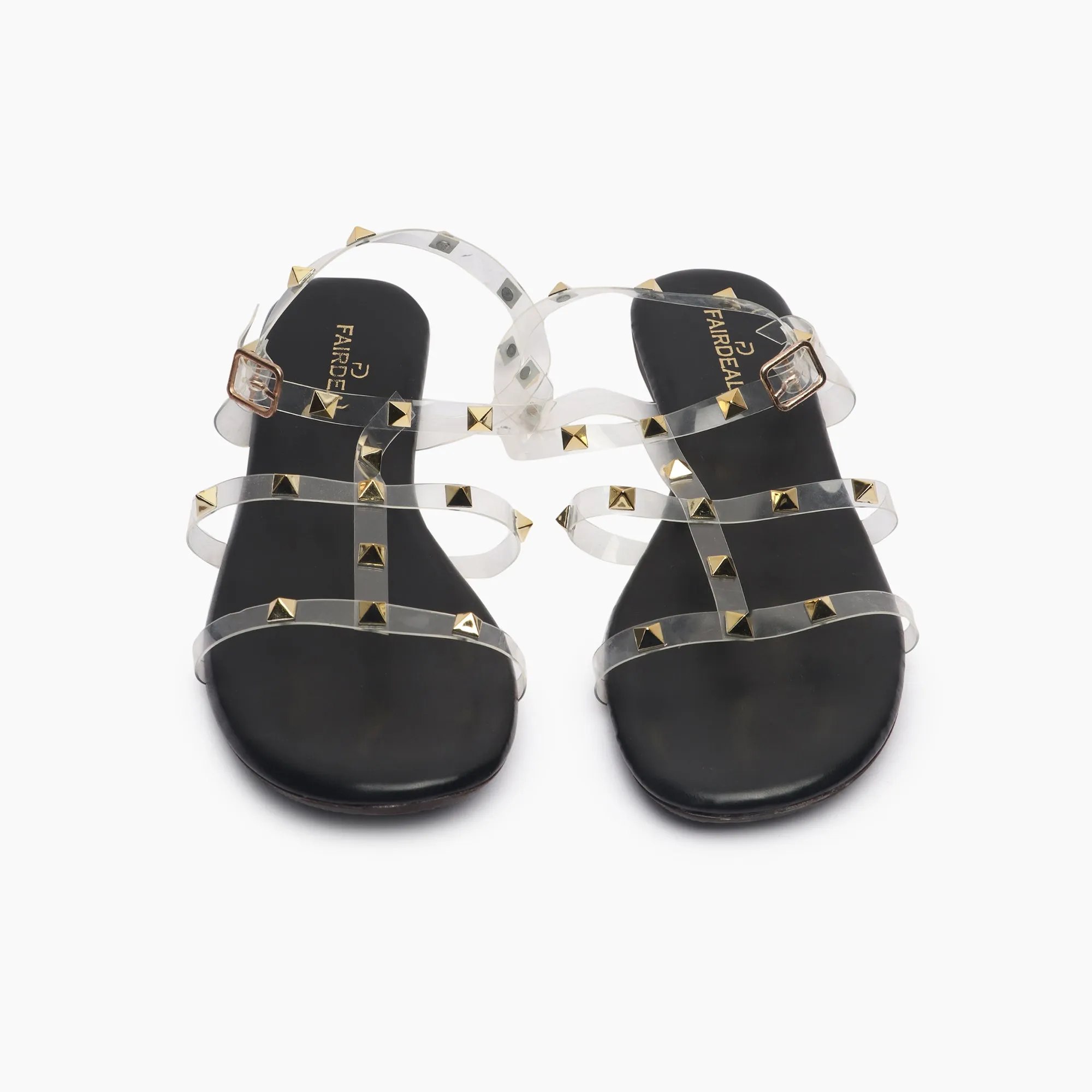 Studded Acrylic Flat Sandals