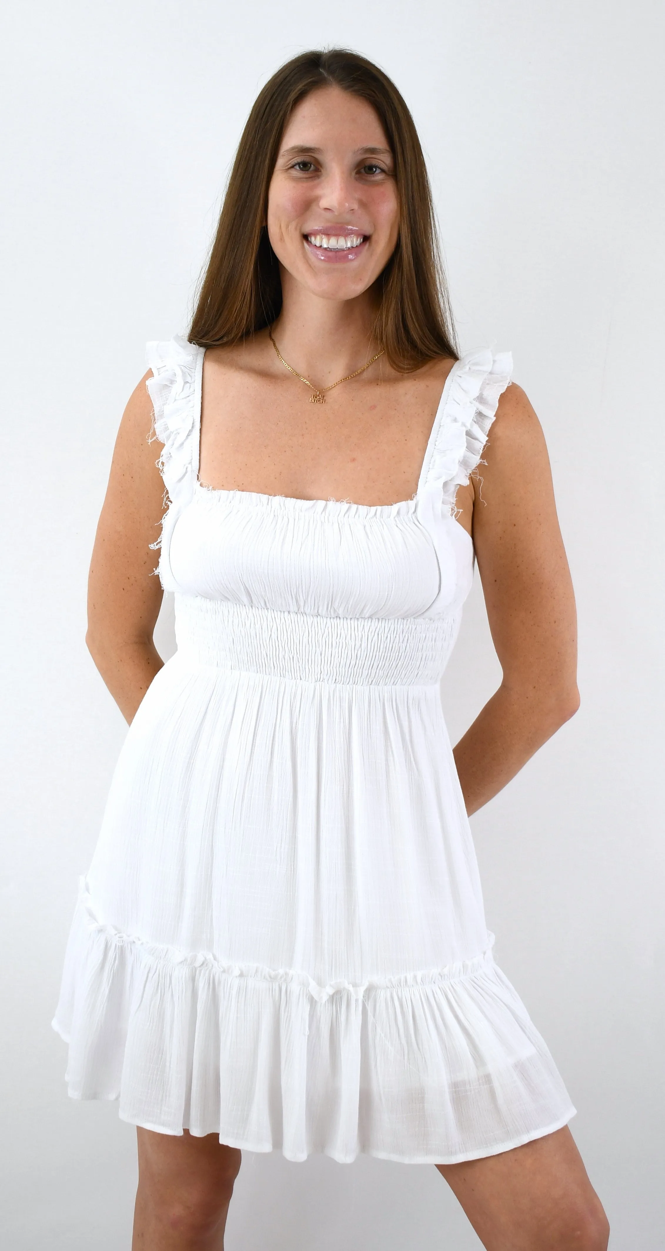 Sweet on You Sleeveless Ruffle Shoulder Dress