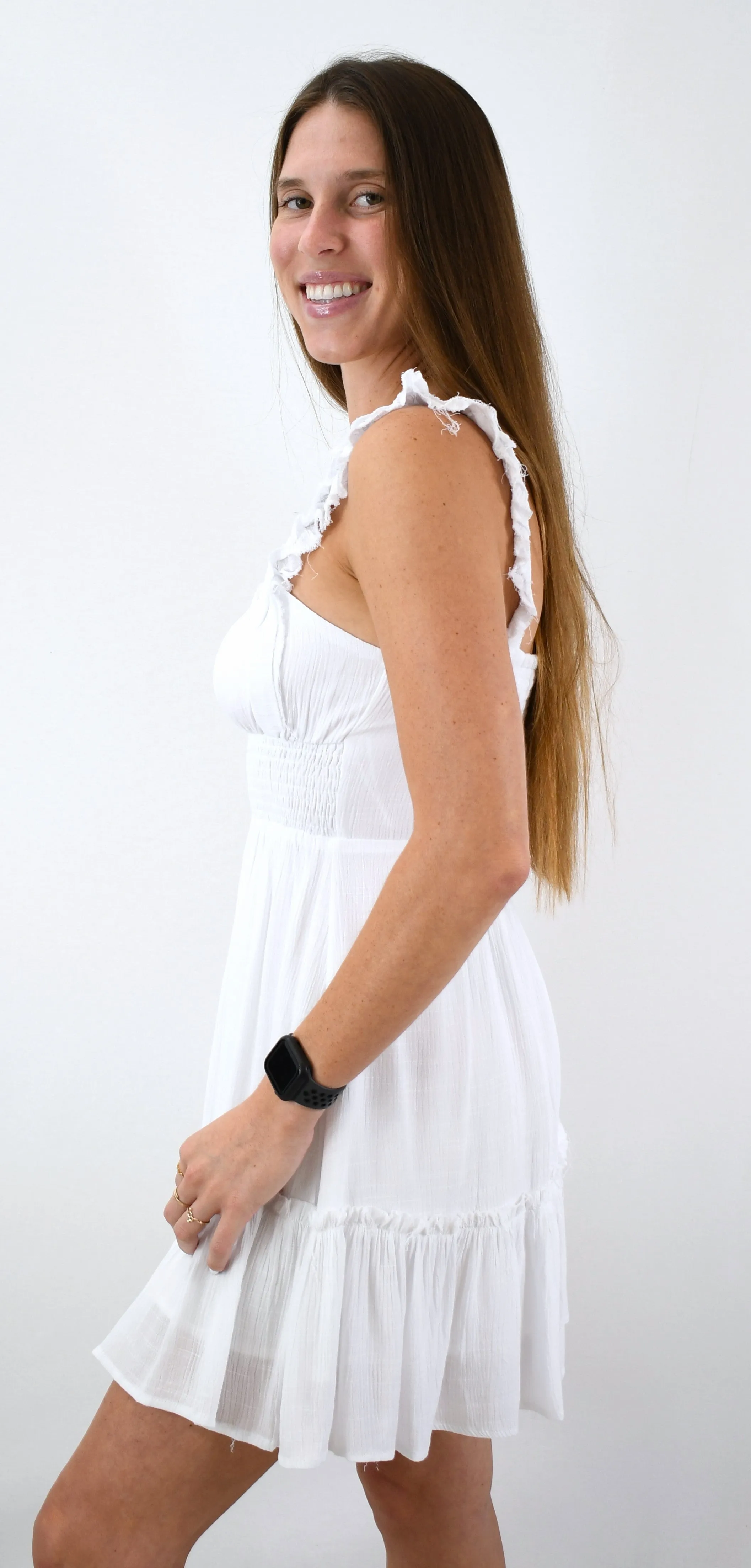 Sweet on You Sleeveless Ruffle Shoulder Dress
