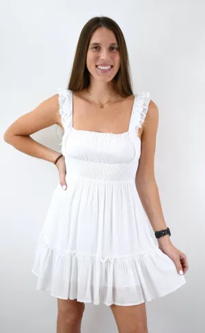Sweet on You Sleeveless Ruffle Shoulder Dress