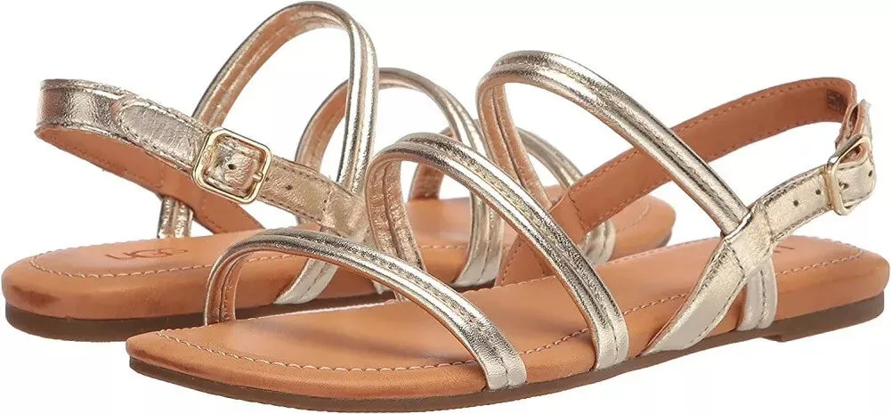 UGG Women's MYTIS Flat Sandal, Gold Metallic, 10