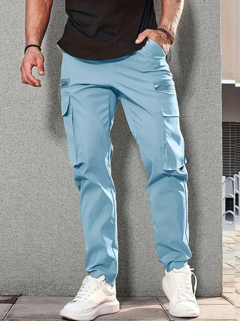 Veiligp - Cargo Broek Heren – Lichte Vrijetijdsbroek met Ritszakken, Stretch Taille