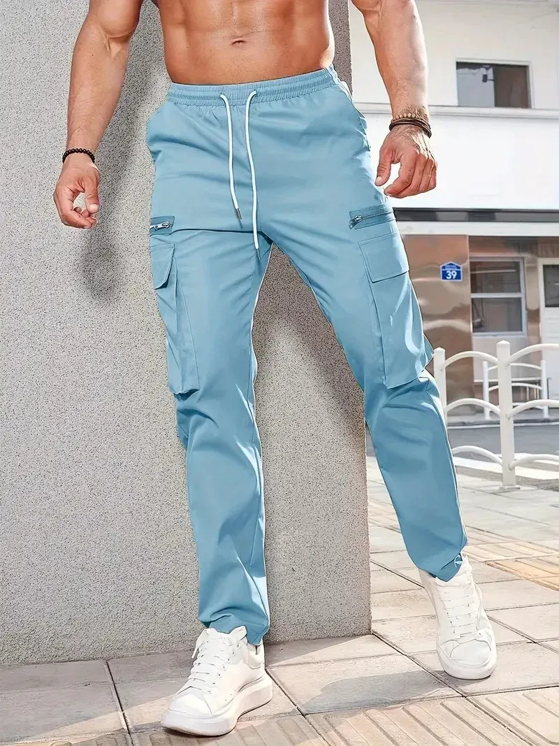 Veiligp - Cargo Broek Heren – Lichte Vrijetijdsbroek met Ritszakken, Stretch Taille