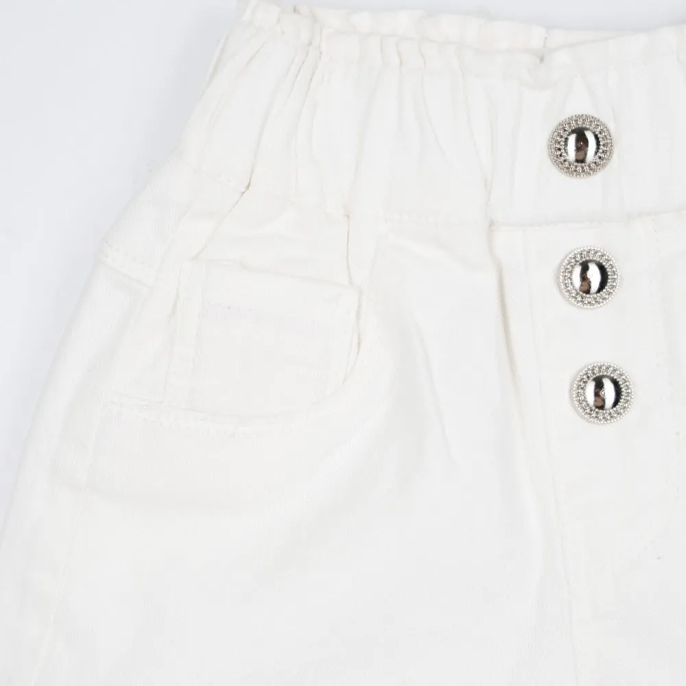 White Elasticated Waist Shorts