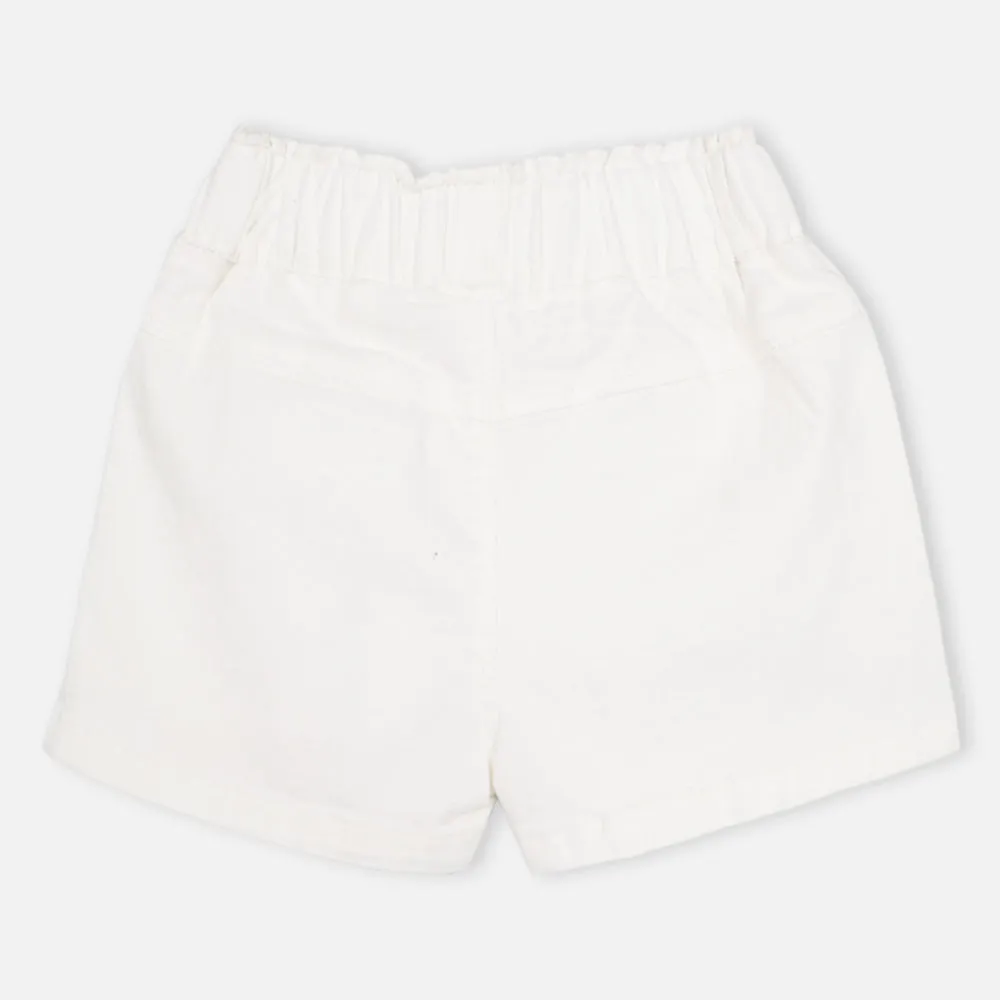 White Elasticated Waist Shorts
